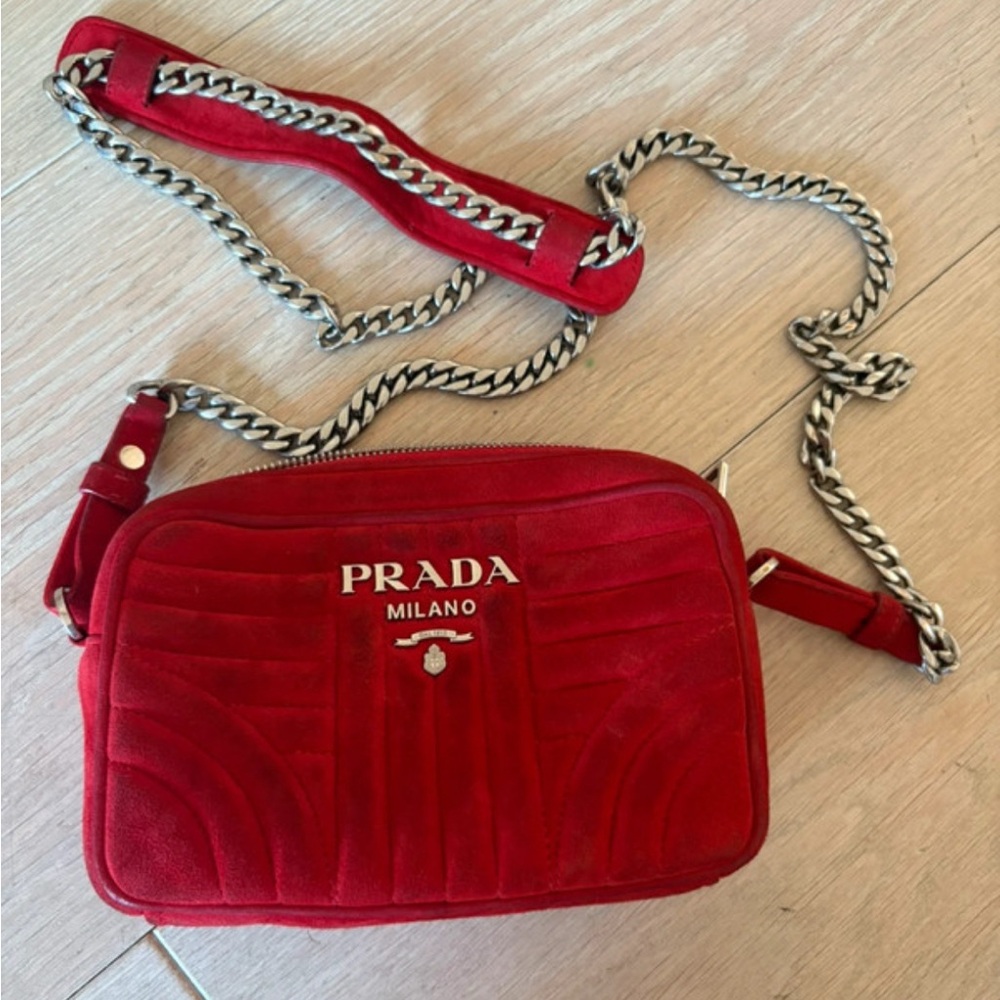 Prada Red Crossbody Bag with Chain Strap